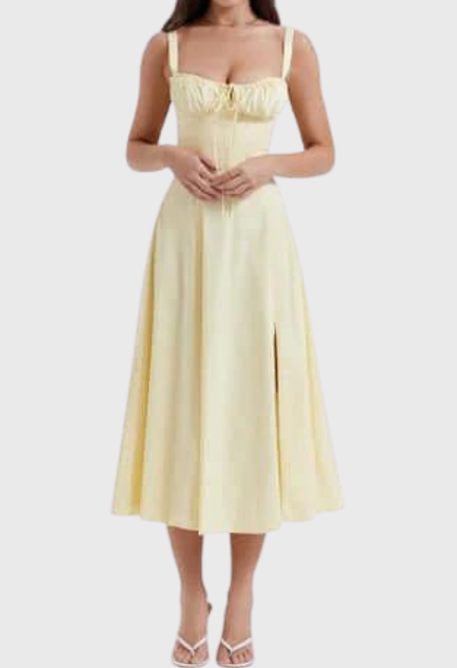 Variant image for Damen Midi Bustier Korsettkleid - Elegantes Sommerkleid für Cocktailanlässe aus Leichtem Stoff-26