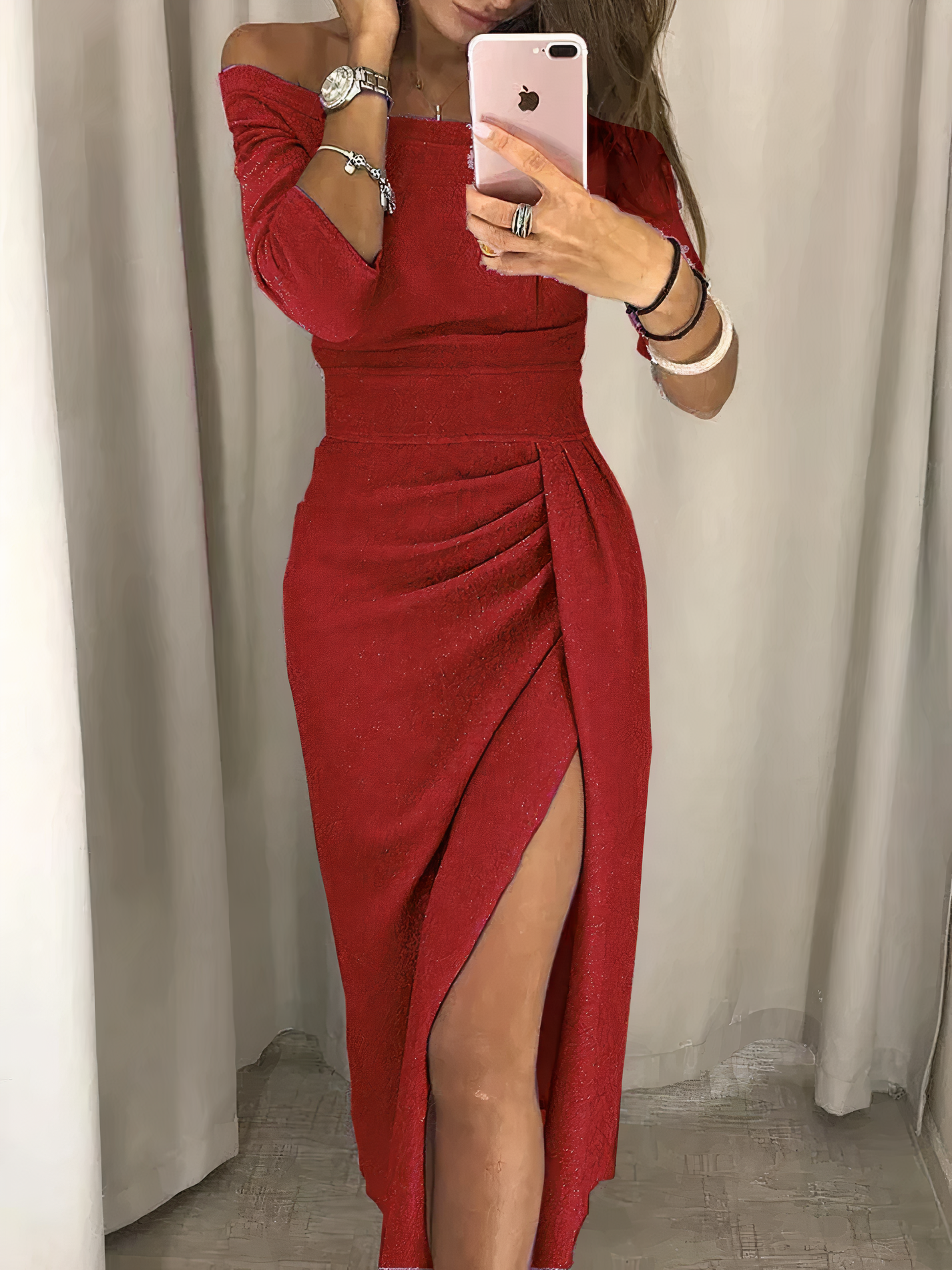 Verführerisches Damen Bleistiftkleid – schulterfrei mit Pailletten, für festliche Anlässe 4