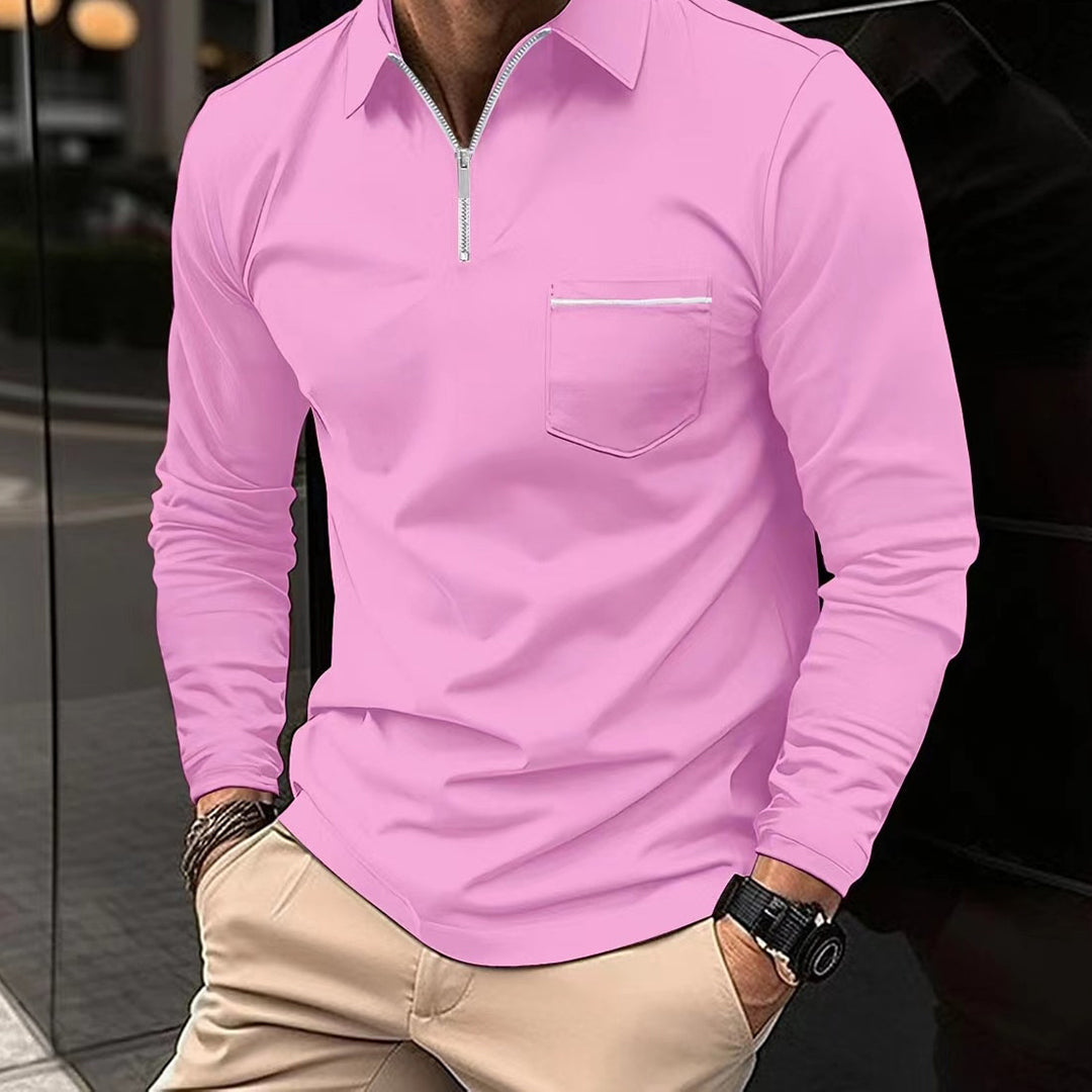 Vielseitiges Herren Poloshirt – Langarm mit Reißverschluss, atmungsaktiv, für Freizeit und Büro 4