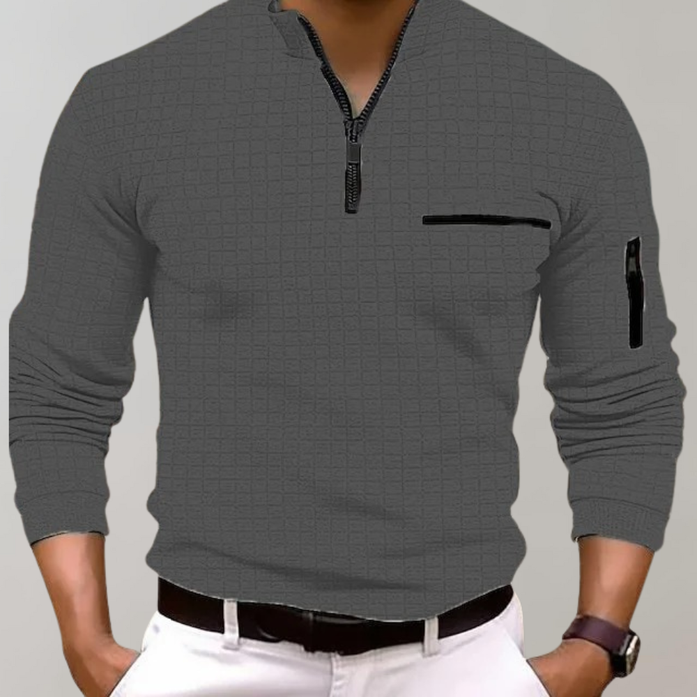 Vielseitiges Herren Poloshirt mit langen Ärmeln – klassischer Schnitt, Baumwolle, für Freizeit und Büro 2