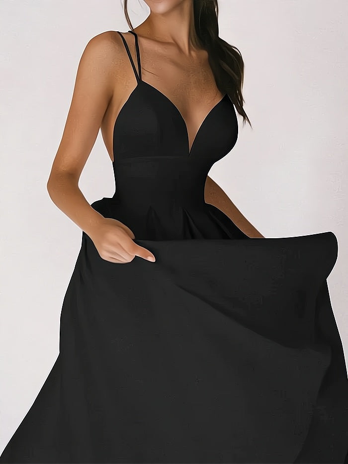 Elegantes V-Ausschnitt-Damenkleid aus Premium-Stoff für Hochzeitsgast und festliche Anlässe