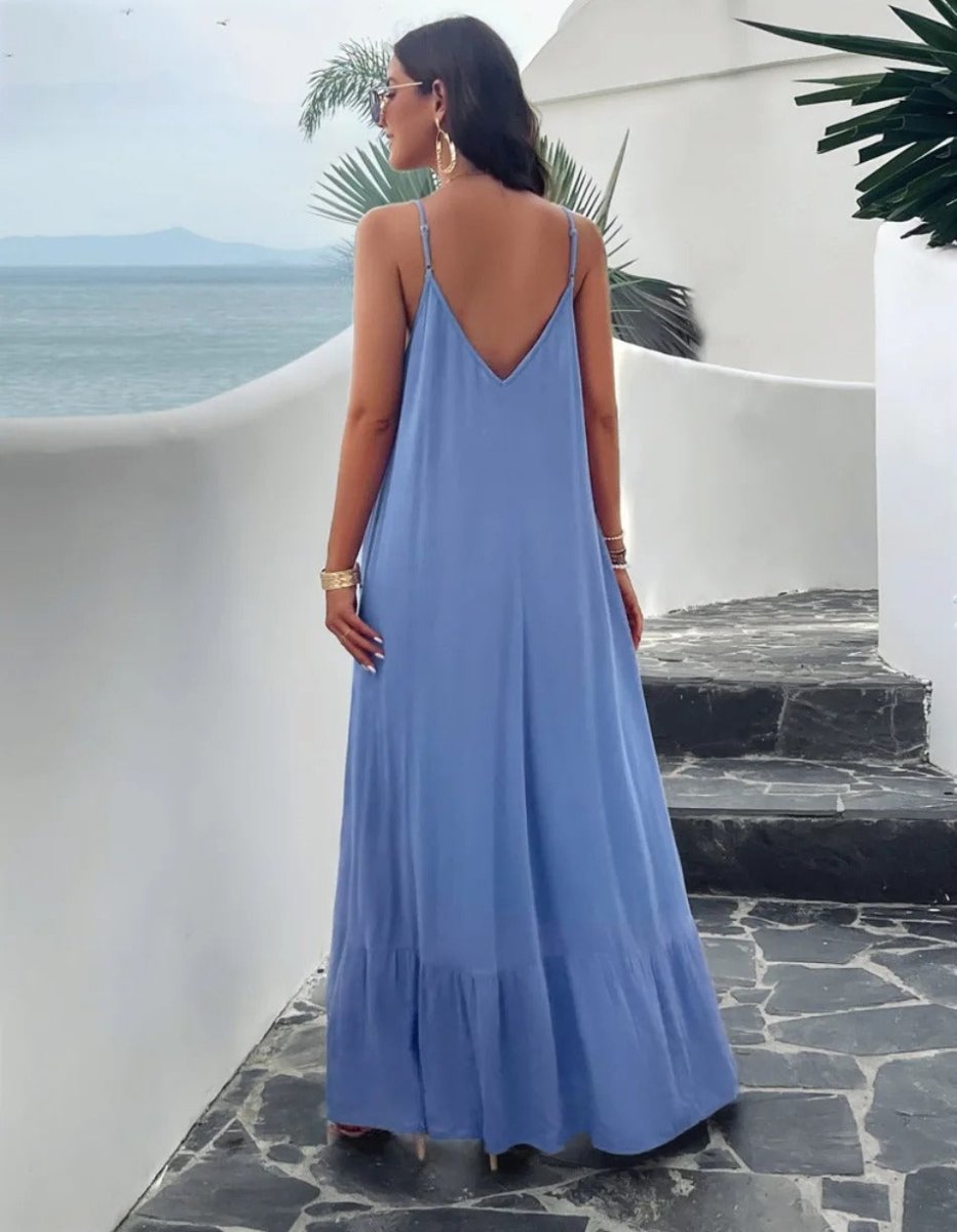 Elegantes Damenkleid Gurtkleid Einfarbig – Vielseitiges Festliches Kleid Für Sommer Und Abendanlässe