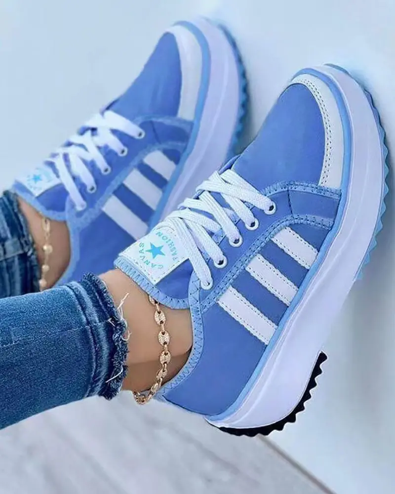 Variant image for Bunte Damen Sneakers, Atmungsaktives Material, Ergonomisches Design, Leichte Gepolsterte Innensohle, Rutschfeste Außensohle-9