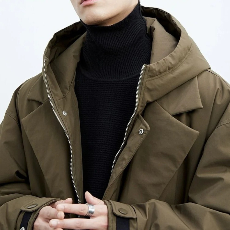 Men’s Long Water-Resistant Trench Coat for Cold Weather