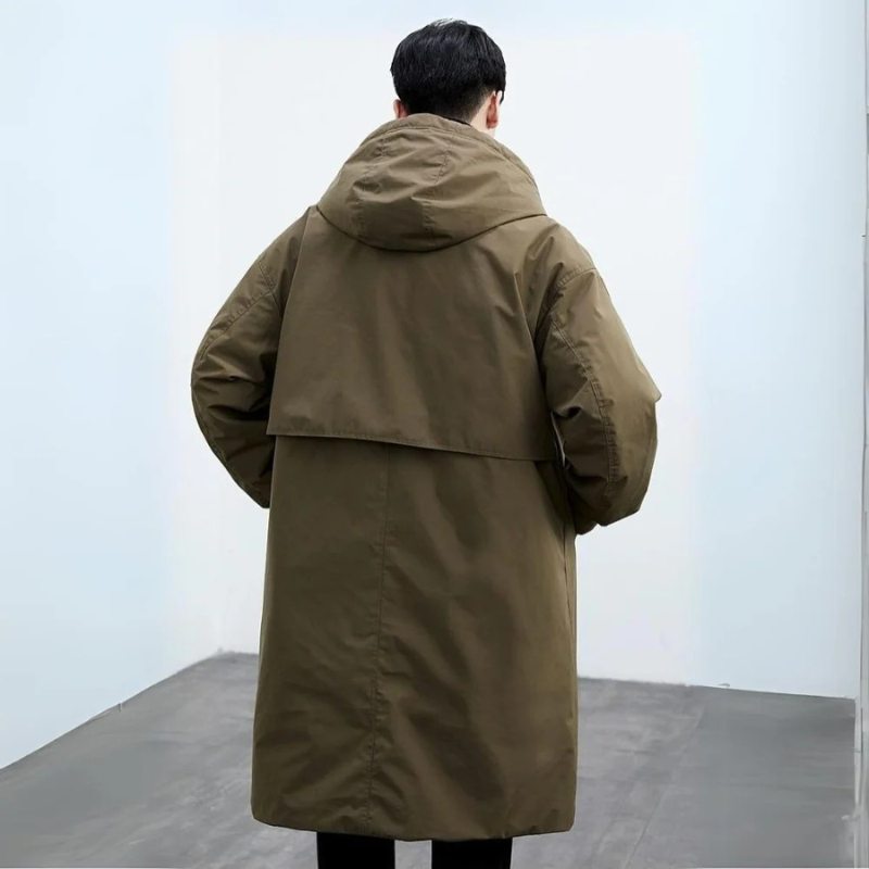 Men’s Long Water-Resistant Trench Coat for Cold Weather