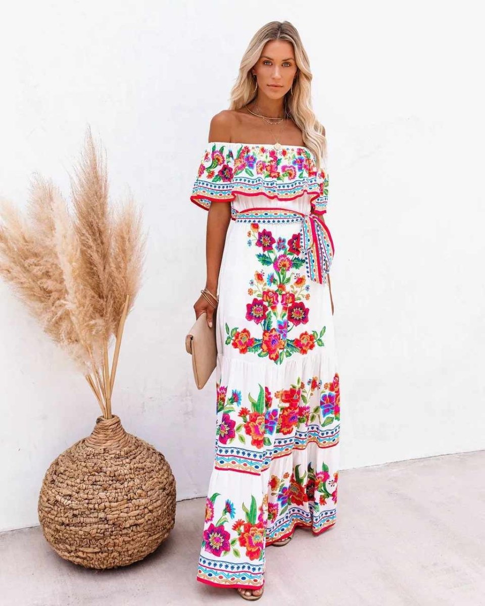 Maxi Boho Strandkleid Damen Mit Einzigartigem Druck, Fließender Silhouette, Leichtem Stoff Für Sommerausflüge Und Festliche Anlässe