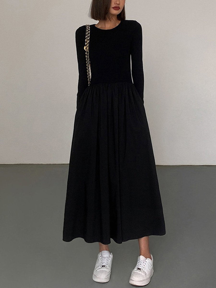 Variant image for Langarm Damenkleid mit Taschen, Elegantes Knielanges Kleid für Festliche und Lässige Anlässe-1