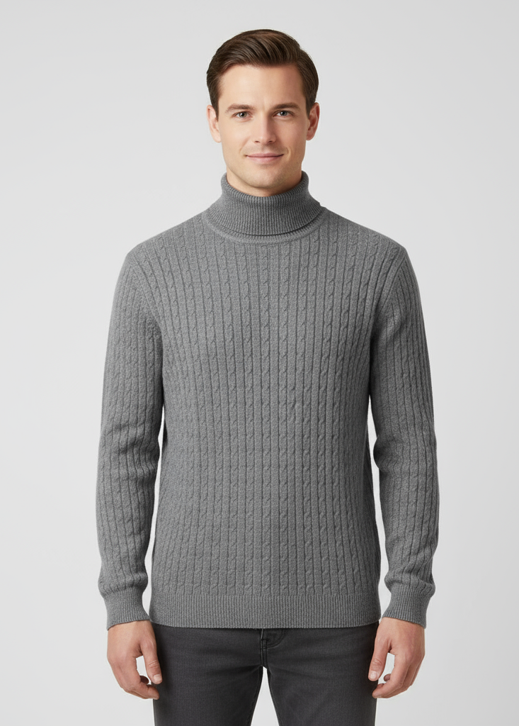 Herren Rollkragenpullover mit Strickmuster