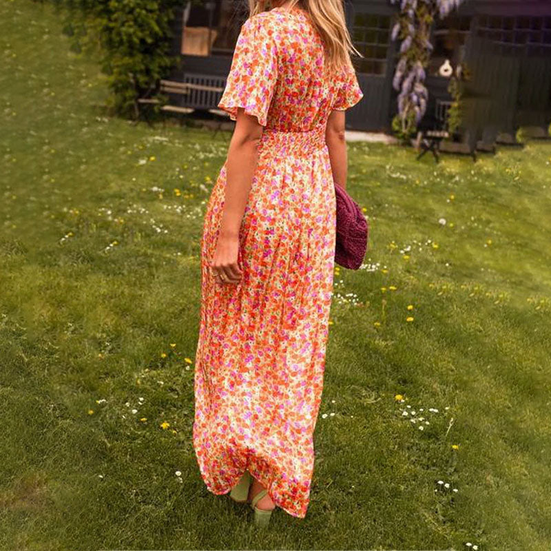 Leichtes Sommerkleid Damen mit V-Ausschnitt, Atmungsaktivem Stoff und Luftiger Passform in Verschiedenen Farben