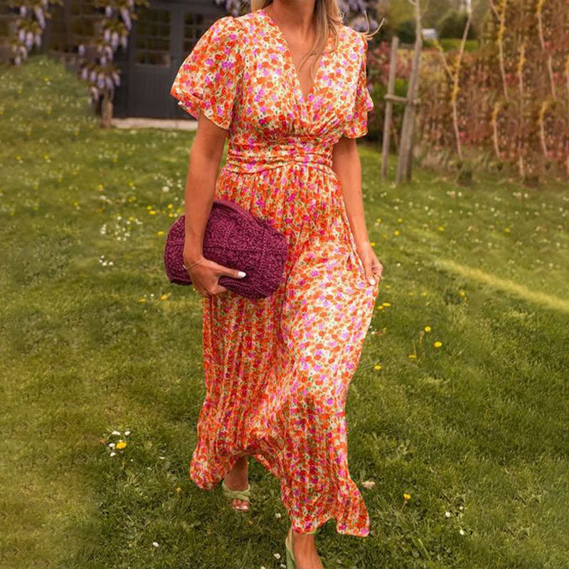 Leichtes Sommerkleid Damen mit V-Ausschnitt, Atmungsaktivem Stoff und Luftiger Passform in Verschiedenen Farben