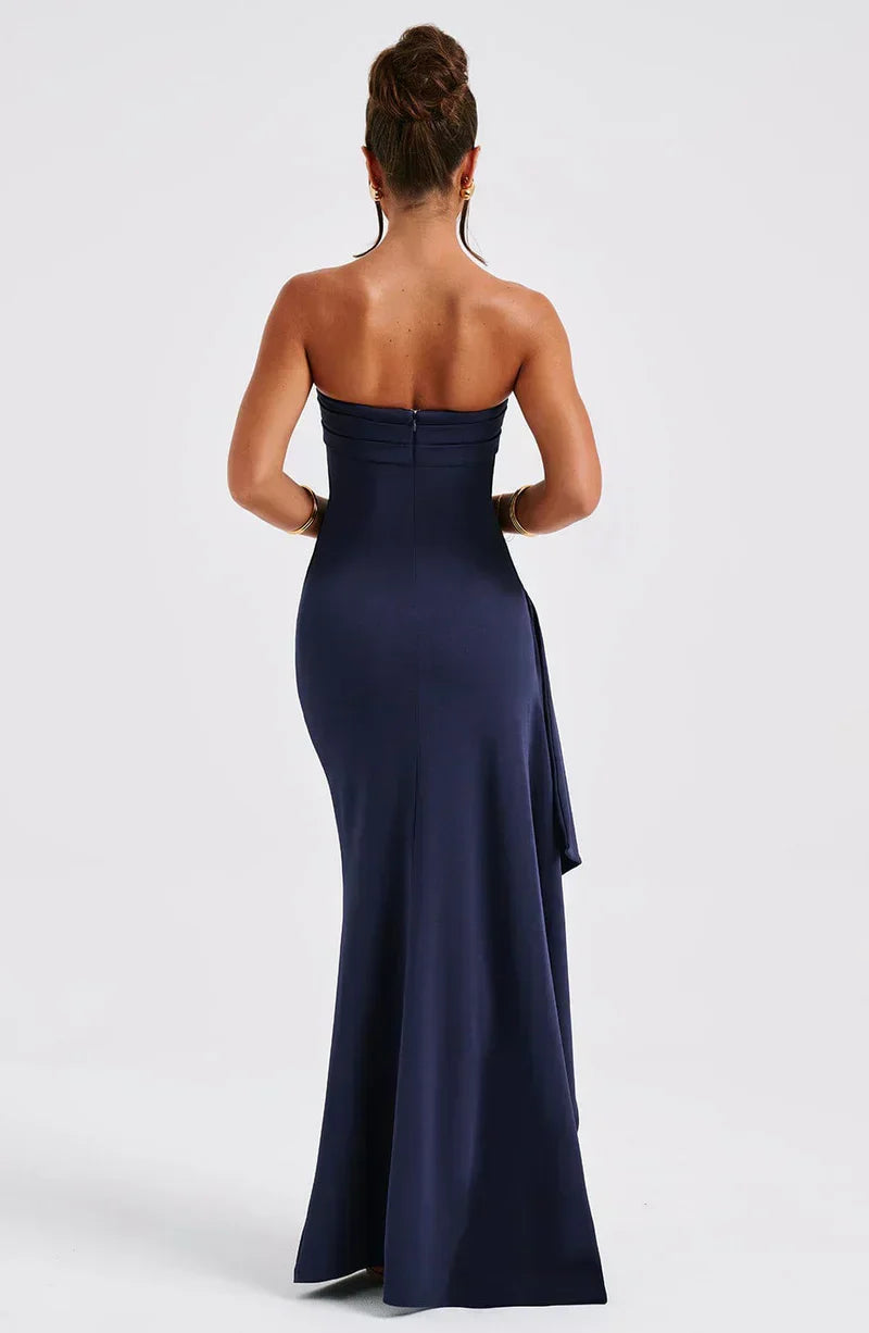 Schulterfreies Twisted Maxikleid Damen, Elegantes Langes Kleid für Sommer, Vielseitige Abendmode, Maxikleid Festlich