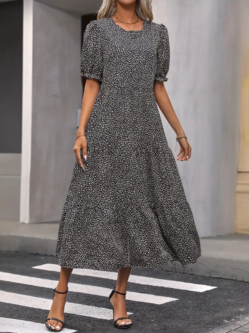 Variant image for Boho Damenkleid Mit Puffärmeln, Gesammeltem Design, Atmungsaktiv, Ideal Für Hochzeitsgast Und Festliche Anlässe-5