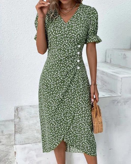 V-Ausschnitt Midi-Kleid Damen – Weiches Sommerkleid für Festliche Anlässe und Vielseitigen Stil