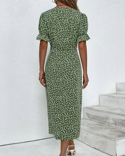 V-Ausschnitt Midi-Kleid Damen – Weiches Sommerkleid für Festliche Anlässe und Vielseitigen Stil