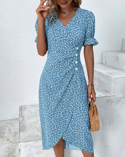V-Ausschnitt Midi-Kleid Damen – Weiches Sommerkleid für Festliche Anlässe und Vielseitigen Stil