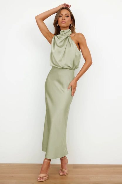 Variant image for Langes Satin Halterneck Abendkleid Für Hochzeiten Und Elegante Anlässe-1