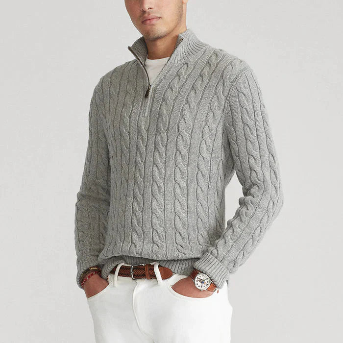 Men’s Textured Half-Zip Jumper Classic Warm Layer for Smart & Casual Looks