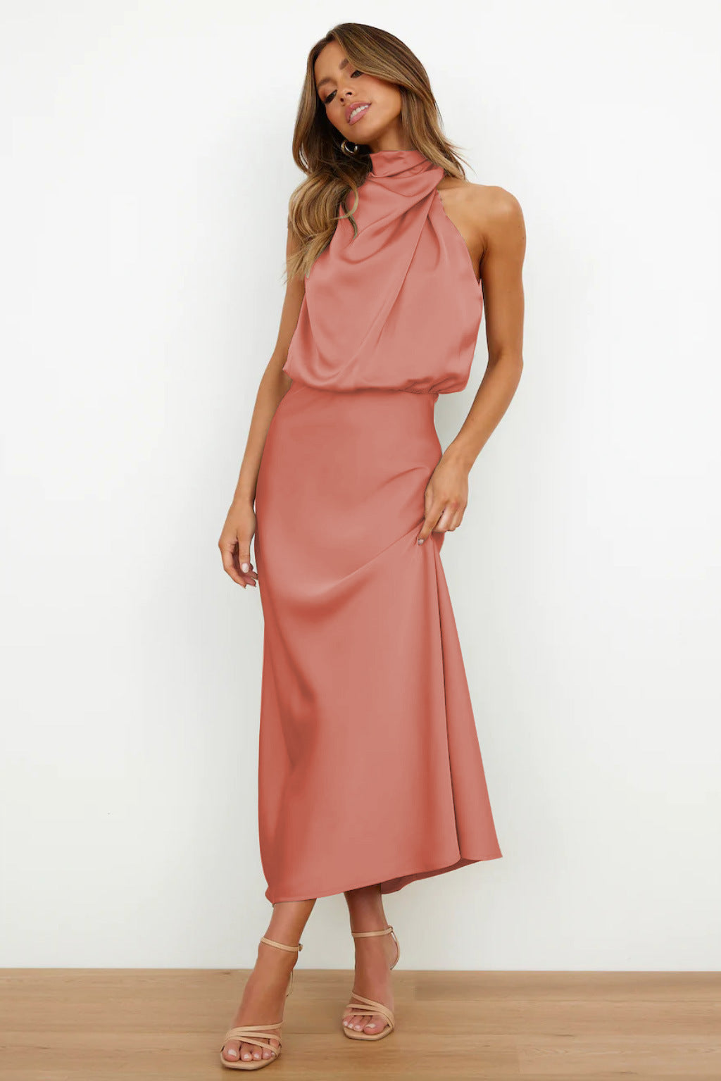 Variant image for Langes Satin Halterneck Abendkleid Für Hochzeiten Und Elegante Anlässe-18