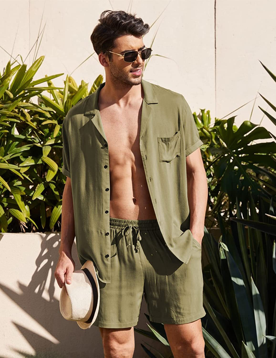Variant image for Leichtes Leinen Sommerset für Herren, Elegante Freizeitkleidung, Größen S-XXL, Herrenbekleidung Online-6