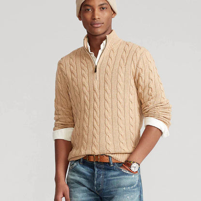 Men’s Textured Half-Zip Jumper Classic Warm Layer for Smart & Casual Looks