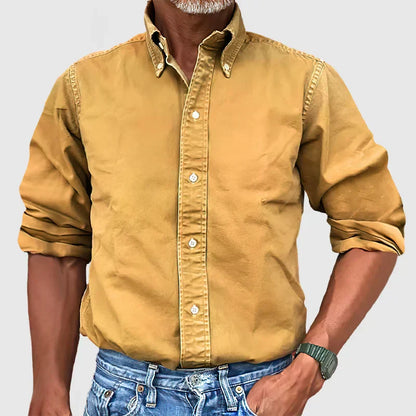 Vintage Herren Langarmhemd Mit Verblasstem Look – Causal & Halbformal, Ideal Für Jeden Anlass