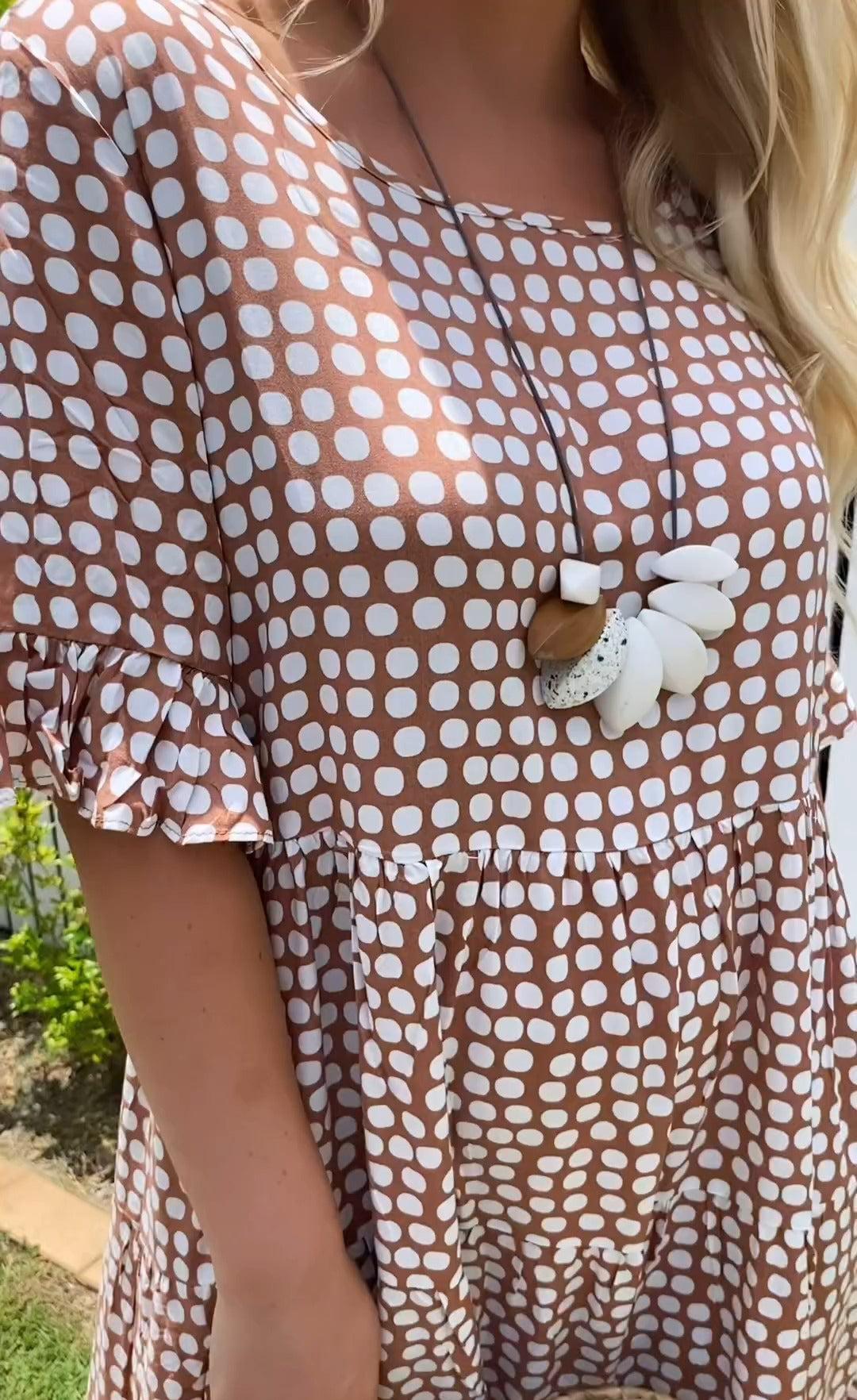 Midi-Kleid Mit Kurzen Ärmeln Für Damen Im Tupfen-Dot-Design Aus Leichtem, Atmungsaktivem Stoff Für Sommerveranstaltungen