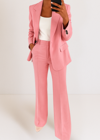 Women’s Tailored Suit Set Classic Blazer & Straight-Leg Pants