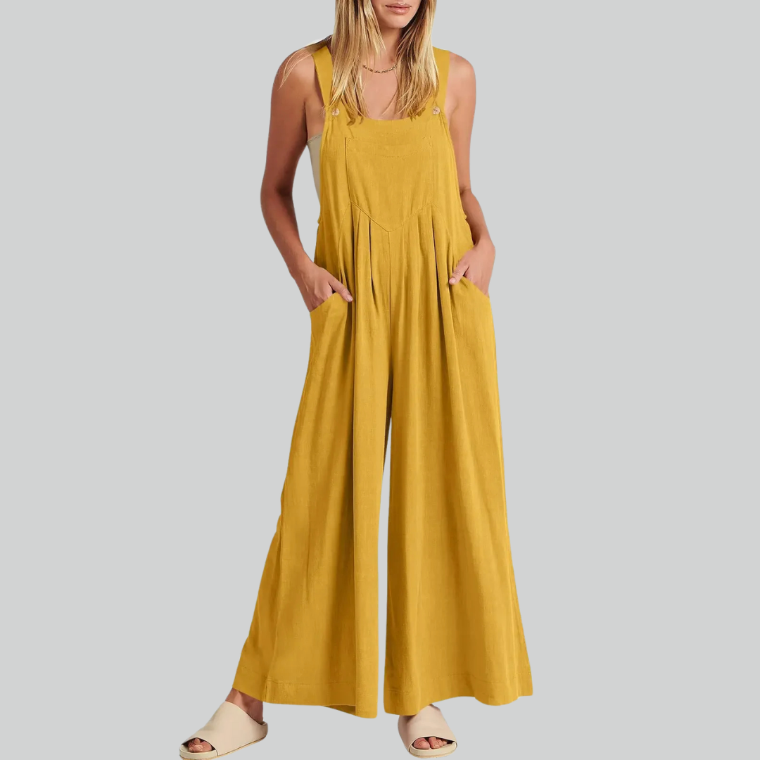 Variant image for Plus-Size Vintage Baumwollwäsche Weitbein Overall Mit Taschen Für Damen-37