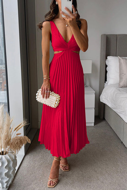 Elegantes Falten-Satin-Abendkleid Mit Tiefem V-Ausschnitt - Formelles Abendkleid Für Hochzeiten In Sechs Farben Erhältlich