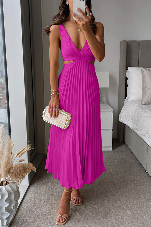 Variant image for Elegantes Falten-Satin-Abendkleid Mit Tiefem V-Ausschnitt - Formelles Abendkleid Für Hochzeiten In Sechs Farben Erhältlich-36