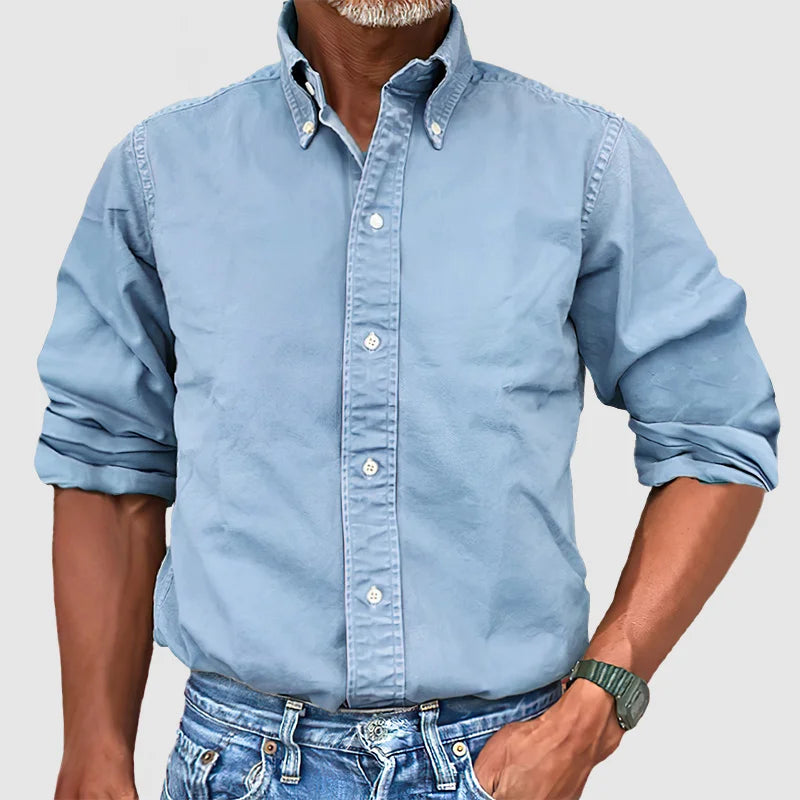 Variant image for Vintage Herren Langarmhemd Mit Verblasstem Look – Weiche Baumwollmischung, Causal & Halbformal, Ideal Für Jeden Anlass-9