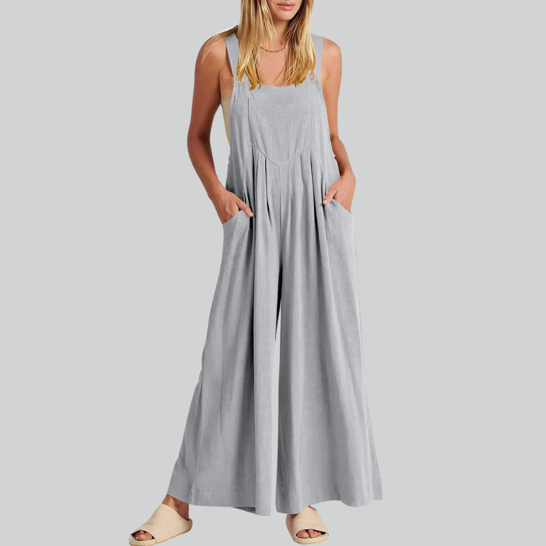 Variant image for Plus-Size Vintage Baumwollwäsche Weitbein Overall Mit Taschen Für Damen-25