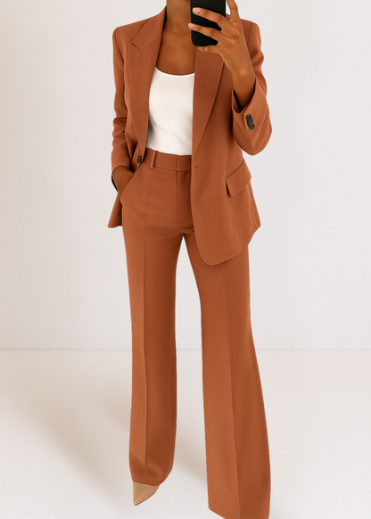 Women’s Tailored Suit Set Classic Blazer & Straight-Leg Pants