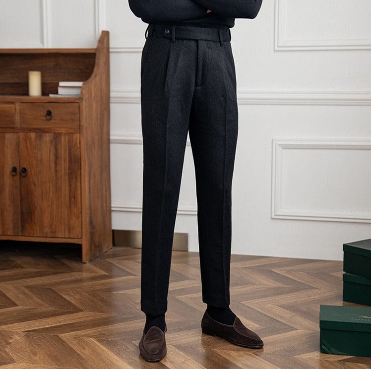Elegante Chevron-Muster Wollhosen für Frauen mit Knopfverschluss und geradem Schnitt-3