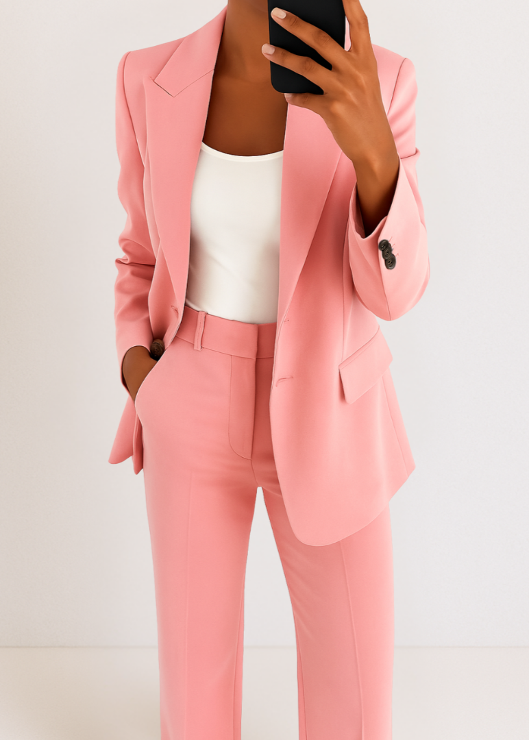 Women’s Tailored Suit Set Classic Blazer & Straight-Leg Pants
