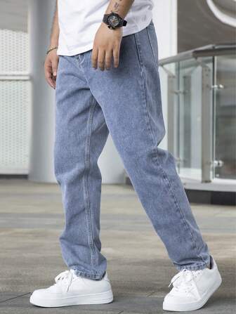 Herrenjeans Straight Fit Aus Strapazierfähigem Denim, 100% Baumwolle, Größen 30-36-5