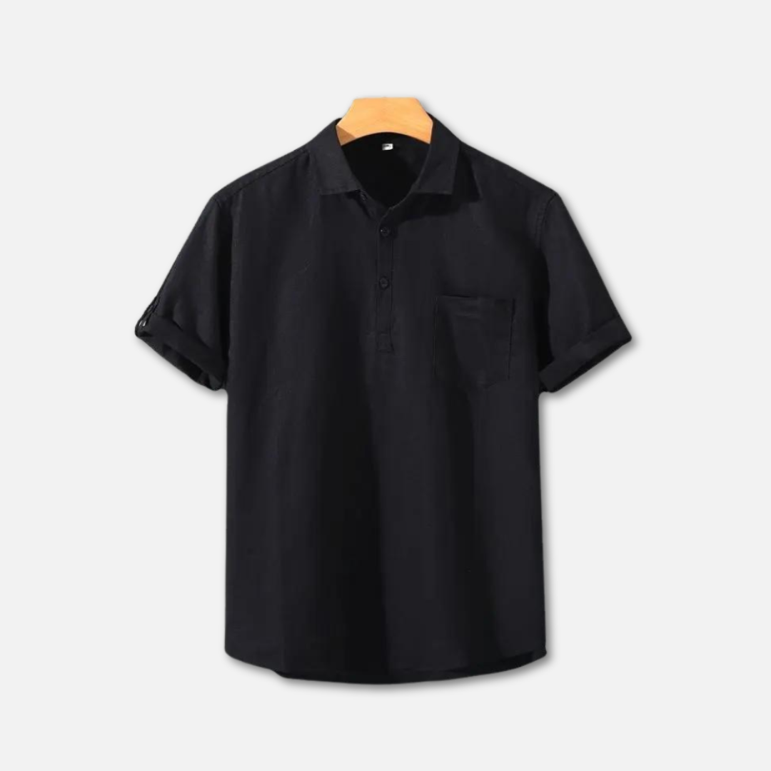 Variant image for Leichtes Leinen Poloshirt Herren, Atmungsaktive Freizeitkleidung, Entspannte Passform, Maschinenwaschbar-16