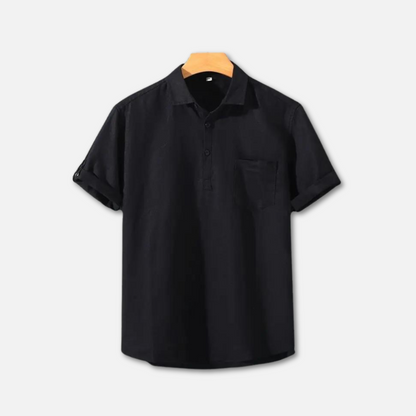 Variant image for Leichtes Leinen Poloshirt Herren, Atmungsaktive Freizeitkleidung, Entspannte Passform, Maschinenwaschbar-16