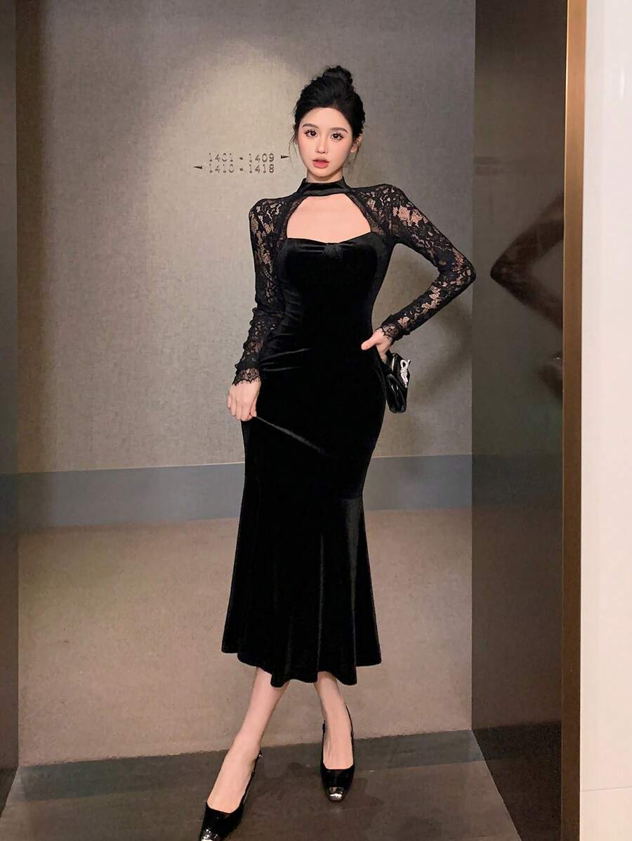 Women’s Festive Bodycon Midi Christmas Dress