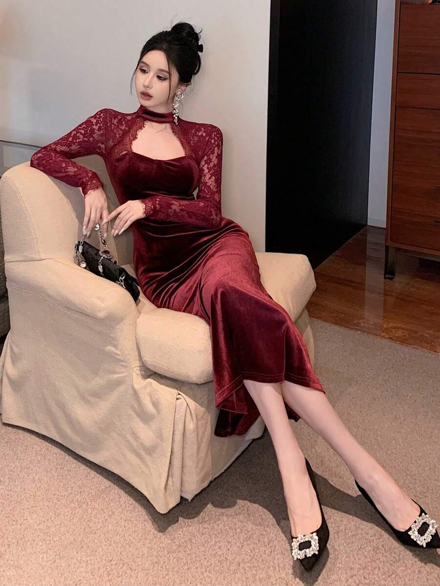 Women’s Festive Bodycon Midi Christmas Dress