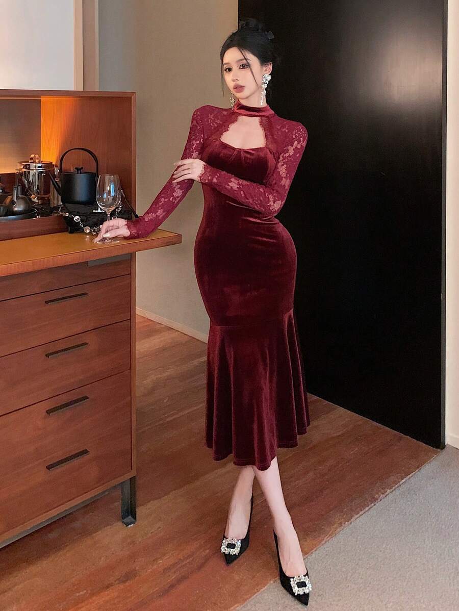 Women’s Festive Bodycon Midi Christmas Dress