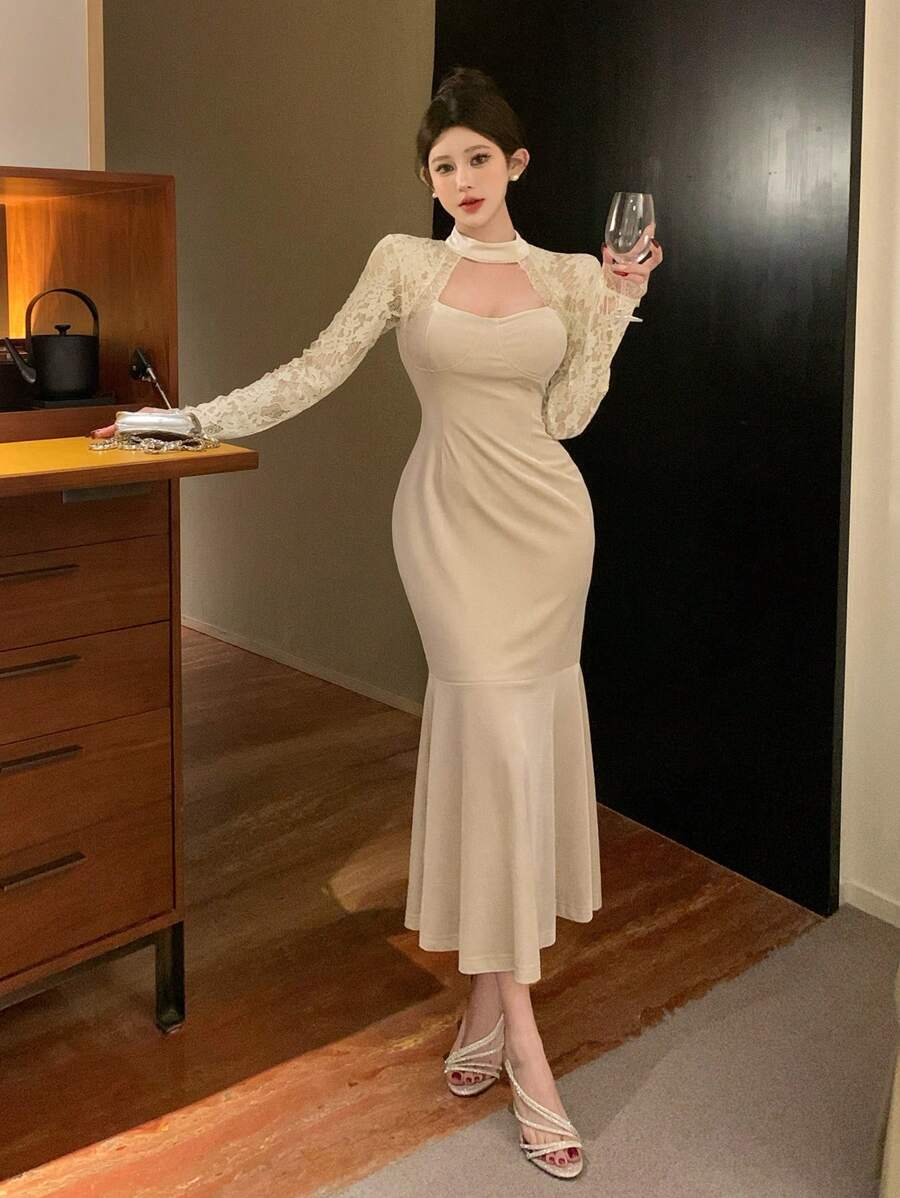 Women’s Festive Bodycon Midi Christmas Dress