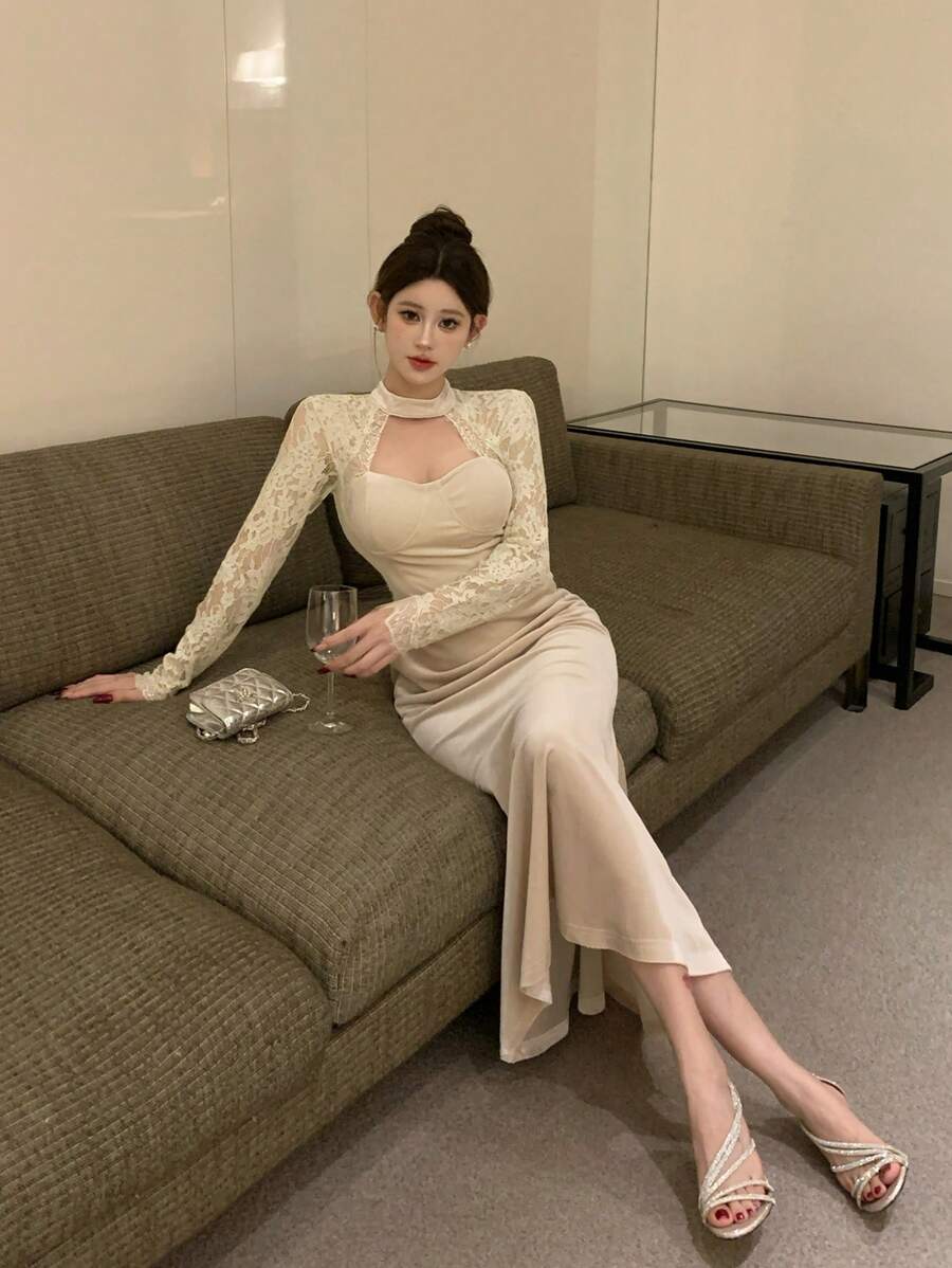 Women’s Festive Bodycon Midi Christmas Dress