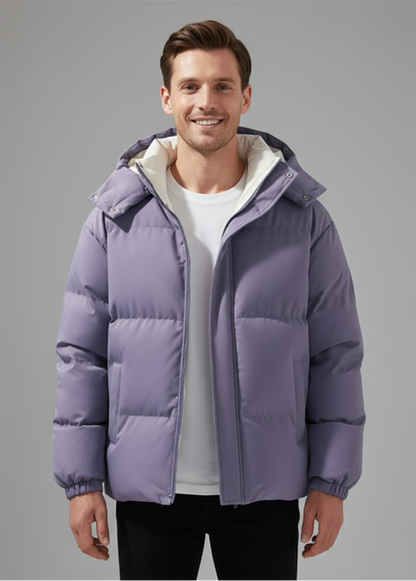 Gesteppte Herrenjacke mit Kapuze und Reißverschluss