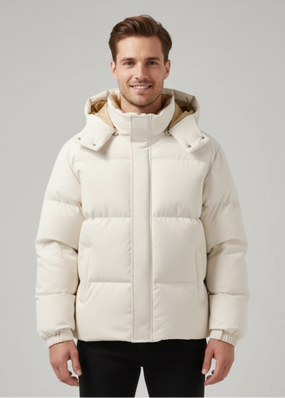 Gesteppte Herrenjacke mit Kapuze und Reißverschluss