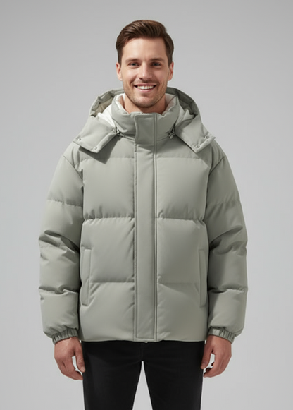 Gesteppte Herrenjacke mit Kapuze und Reißverschluss