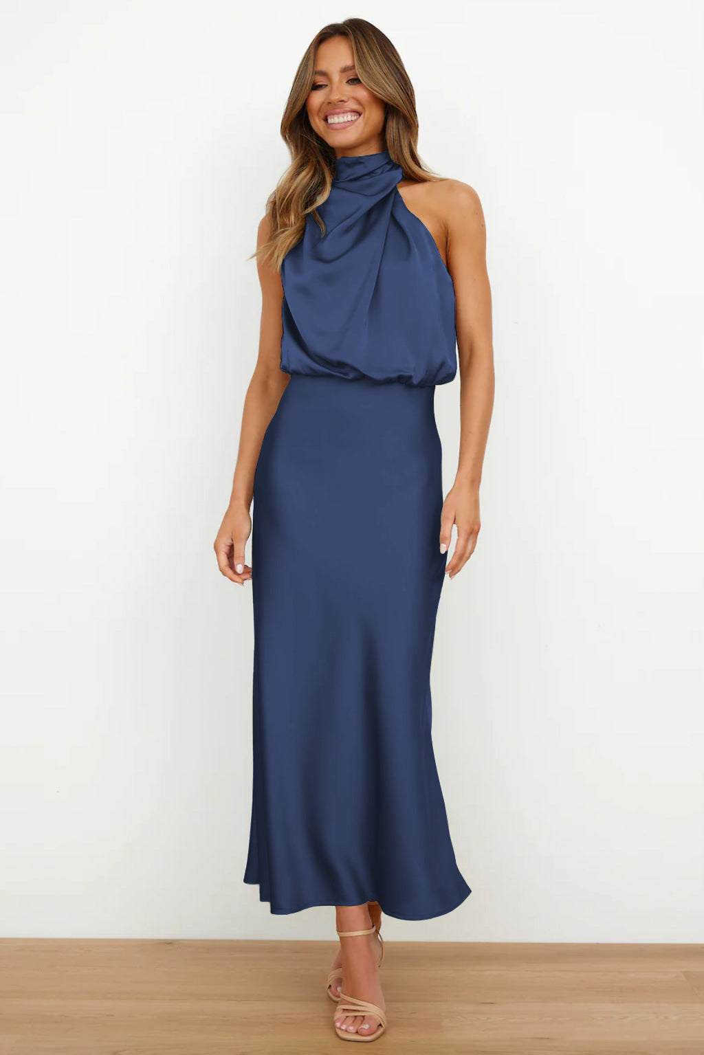Variant image for Langes Satin Halterneck Abendkleid Für Hochzeiten Und Elegante Anlässe-22