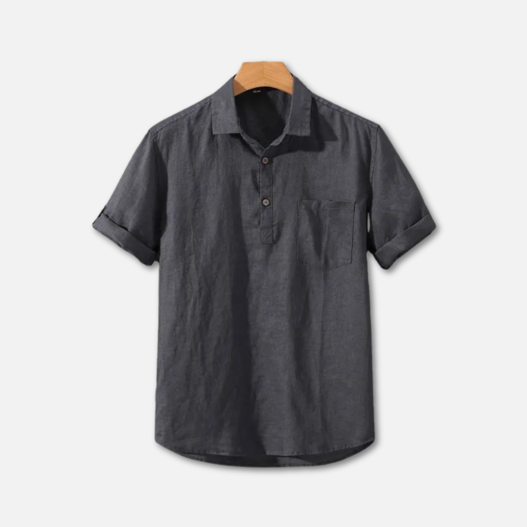 Leichtes Leinen Poloshirt Herren, Atmungsaktive Freizeitkleidung, Entspannte Passform, Maschinenwaschbar-3