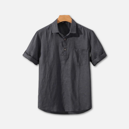 Leichtes Leinen Poloshirt Herren, Atmungsaktive Freizeitkleidung, Entspannte Passform, Maschinenwaschbar-3