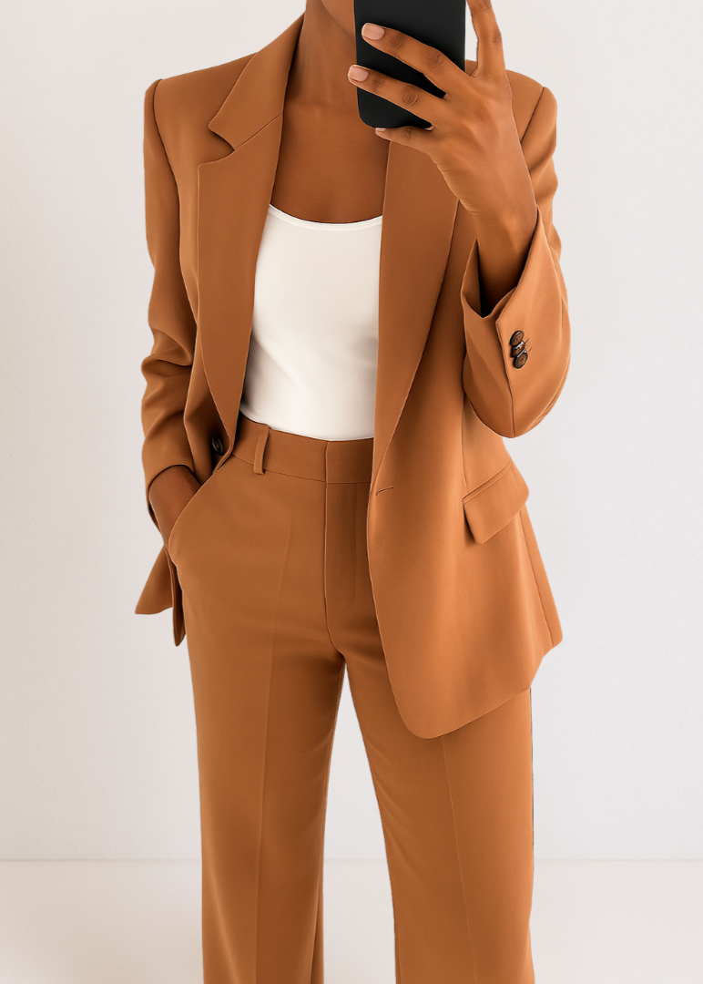 Women’s Tailored Suit Set Classic Blazer & Straight-Leg Pants
